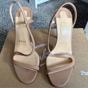 Christian Louboutin Nude Patent Slingback Heels